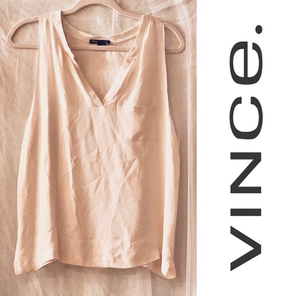 Tops - VINCE. Silk V NECK BLOUSE SZ LARGE SLEEVELESS